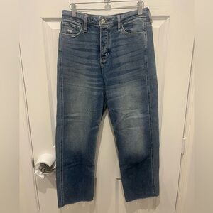 Hollister Blue Straight Leg Jeans High-Waisted Cropped Western‎ 27 Casual Preppy